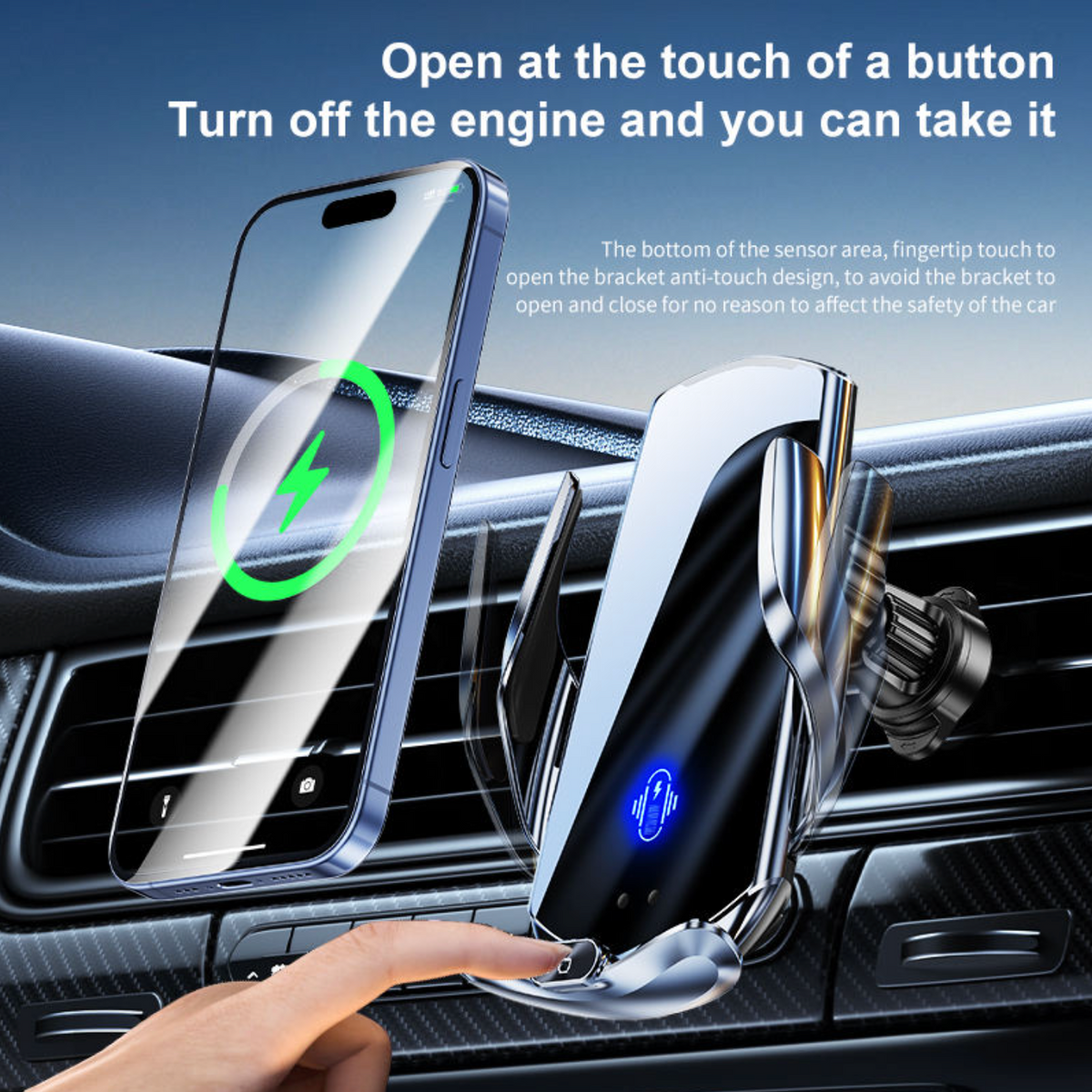 15W Fast Wireless Car Charger & Phone Holder Charge Your Phone While You Drive