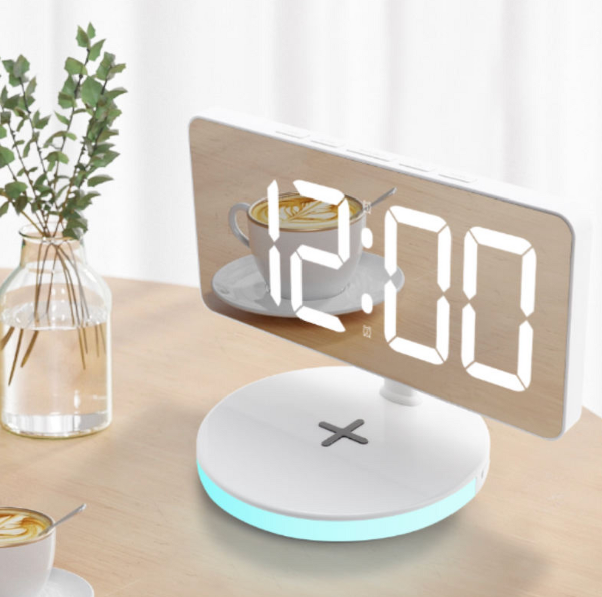 15W Wireless Charging Alarm Clock & Phone Stand